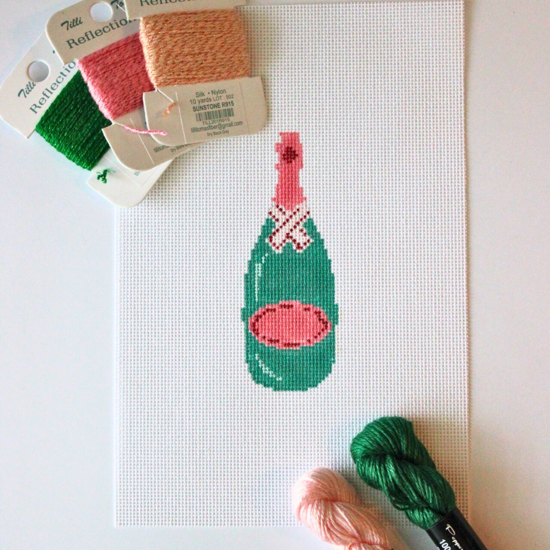 Champagne Bottle Needlepoint Canvas