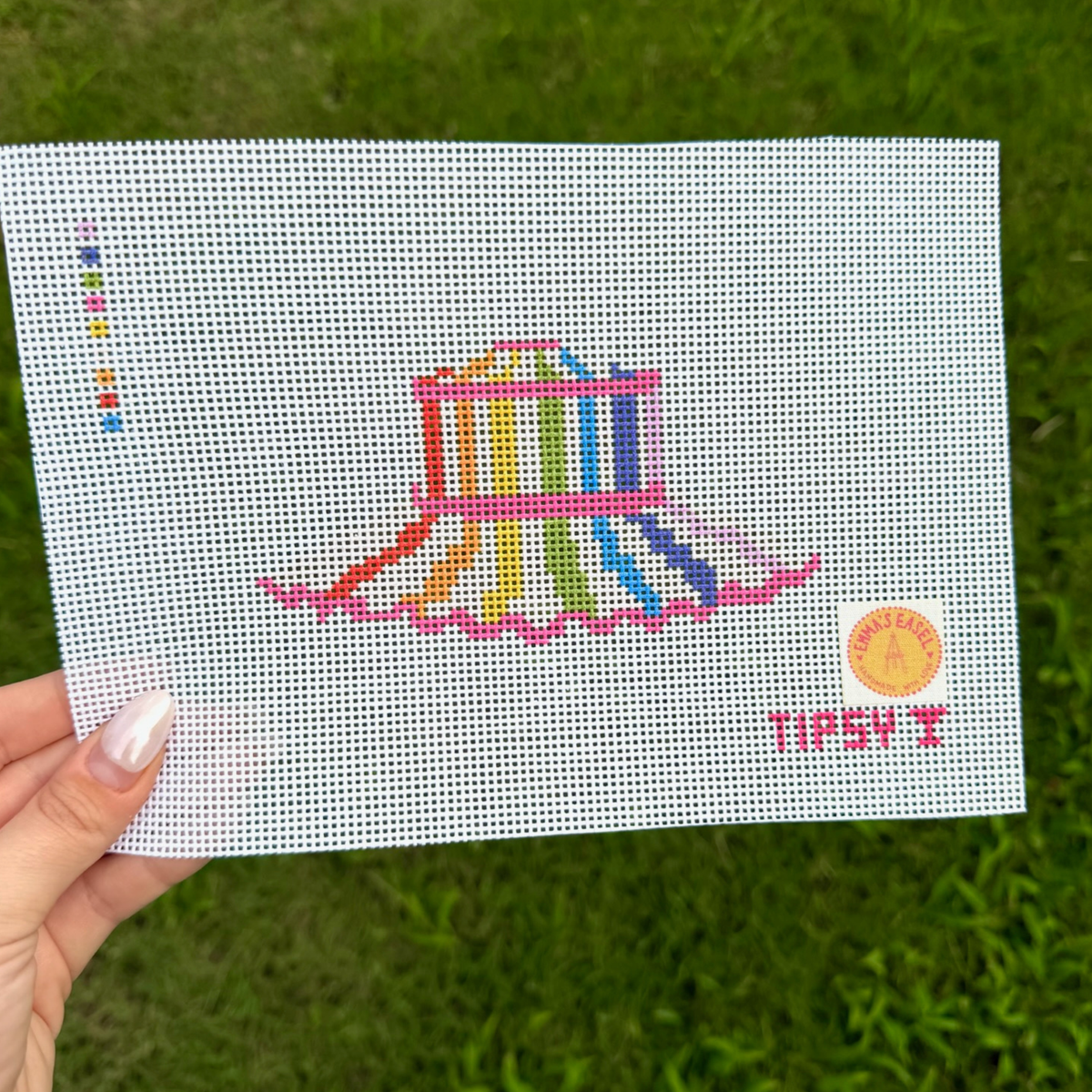 Emma's Easel Rainbow Beach Hat Needlepoint Canvas