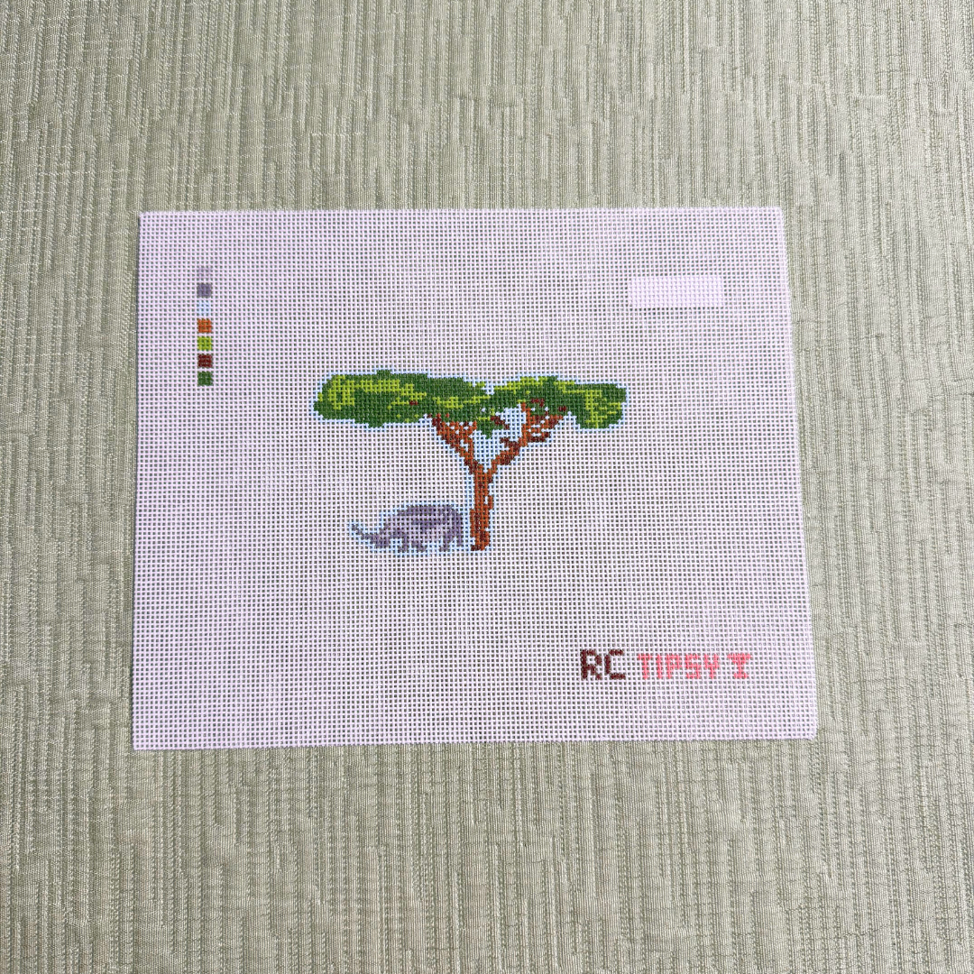 Pre-Order: African Safari Rhino Needlepoint Canvas - RenniCo x T&T