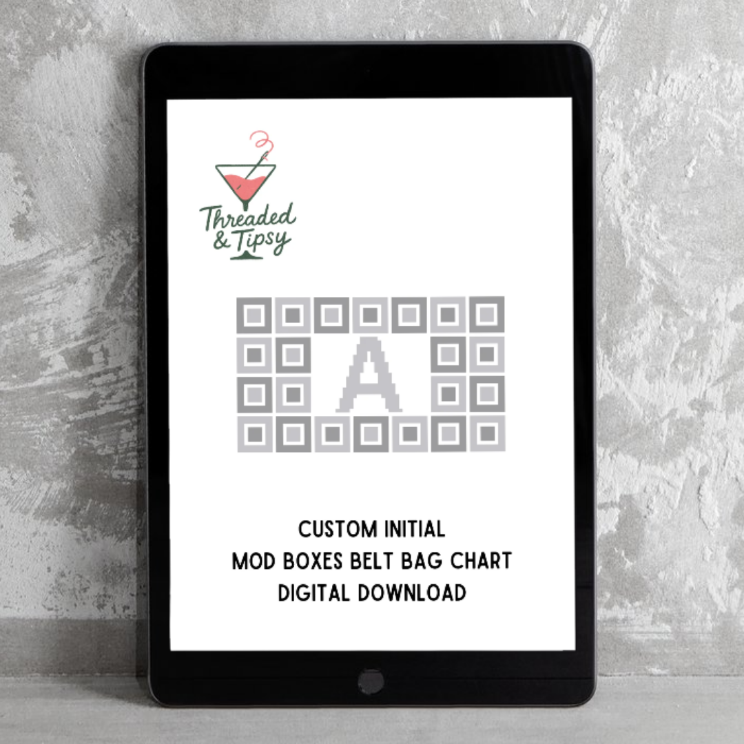 Custom Initial Mod Boxes Digital Needlepoint Chart for Belt Bag or Clutch