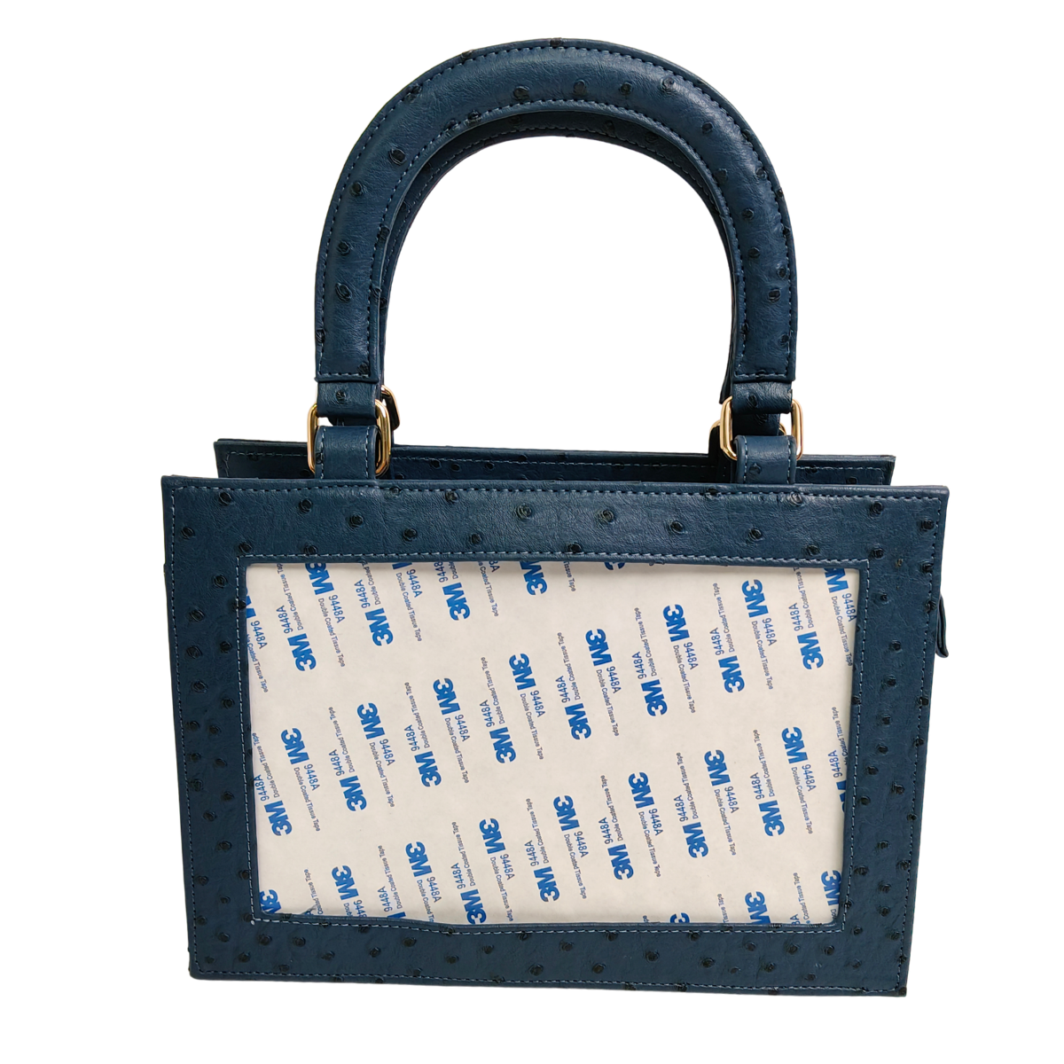 Pre-Order: Needlepoint Self-Finishing Leather Purse in Navy Ostrich