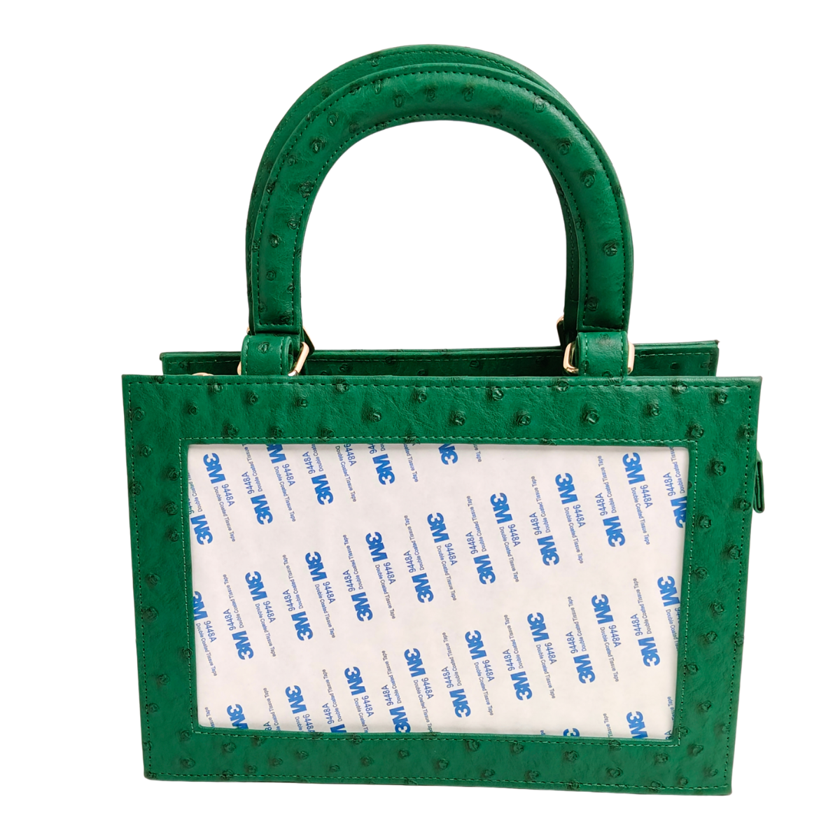 Pre-Order: Needlepoint Self-Finishing Leather Purse in Green Ostrich