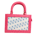 Pre-Order: Needlepoint Self-Finishing Leather Purse in Hot Pink Ostrich