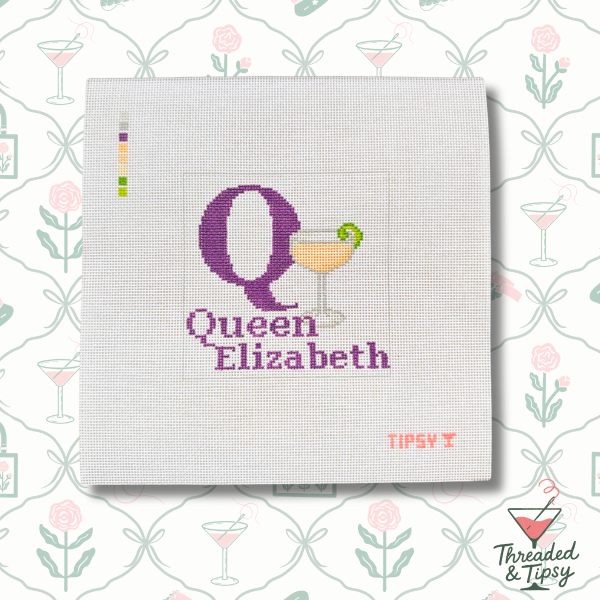 Q for Queen Elizabeth Needlepoint Canvas