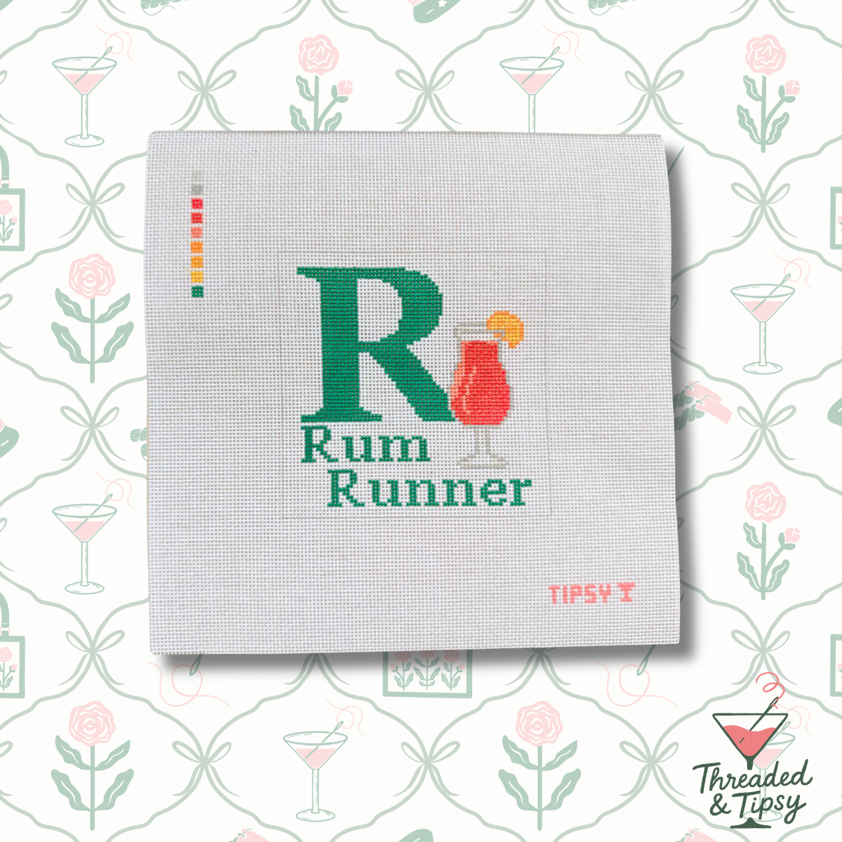 R for Rum Runner Needlepoint Canvas