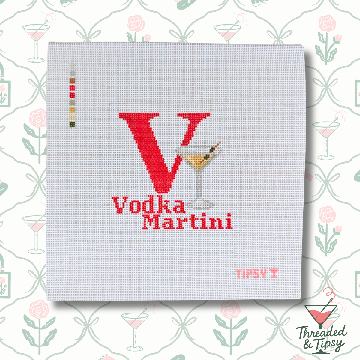 V for Vodka Martini Needlepoint Canvas