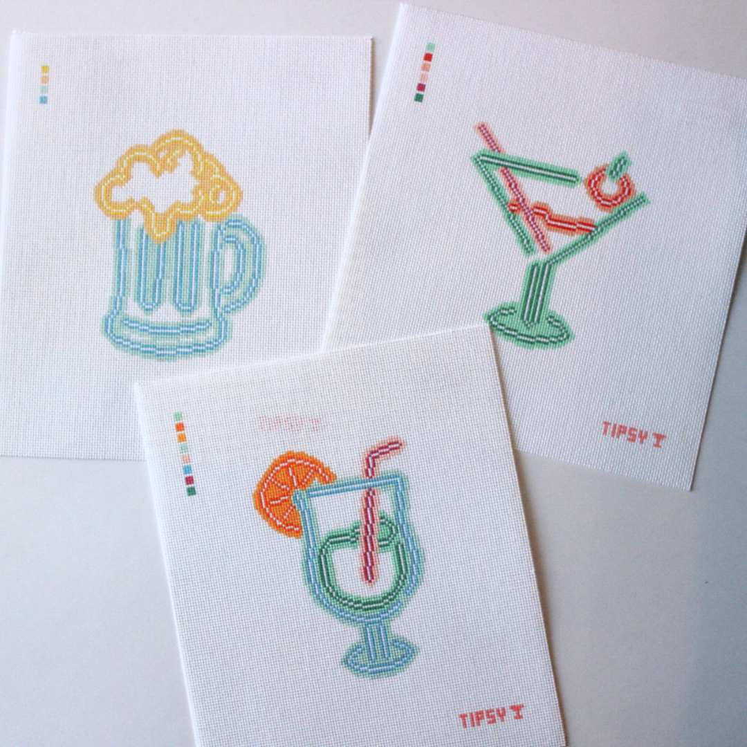Neon Beer Needlepoint Canvas