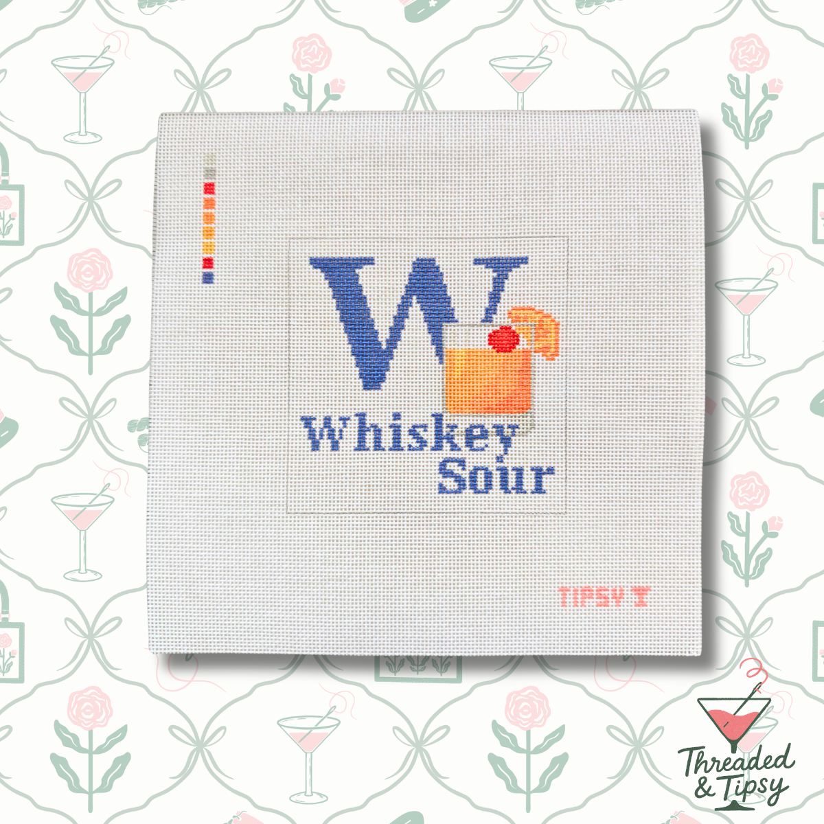 W for Whiskey Sour Needlepoint Canvas