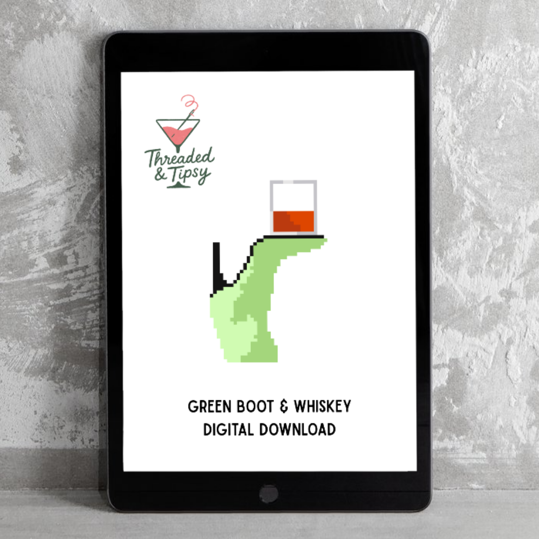Green Boot & Whiskey Neat Digital Needlepoint Chart
