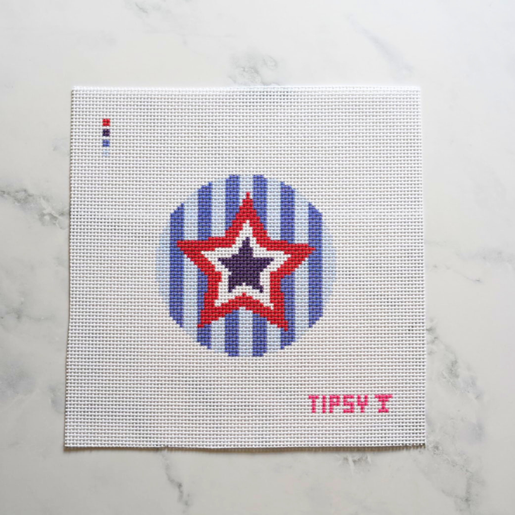 Pre-Order: Patriotic Star Round Needlepoint Canvas