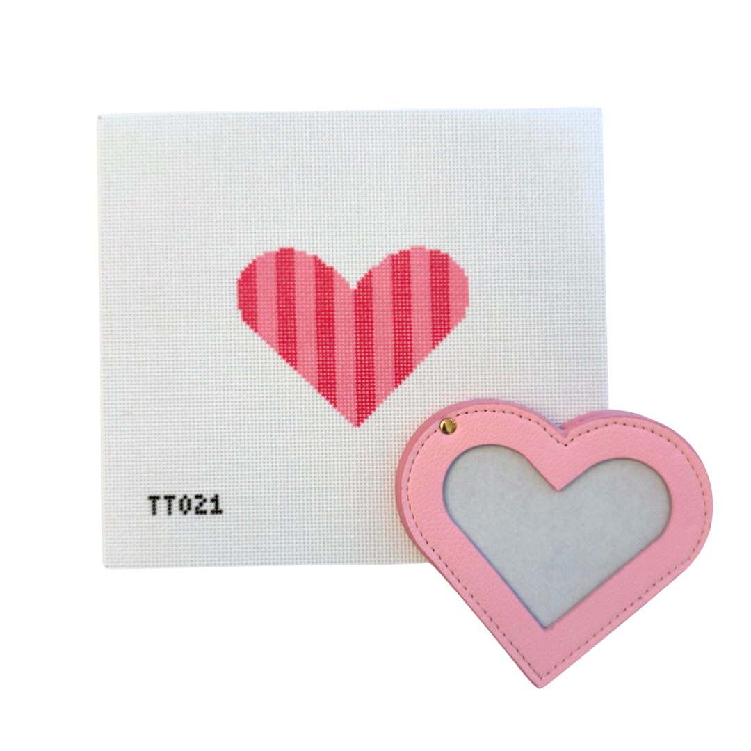 Pink Stripe Heart Needlepoint Canvas