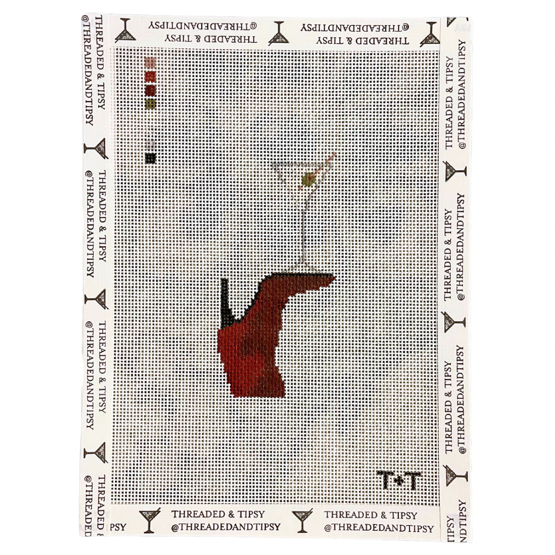 Red Boot & Martini Needlepoint Canvas