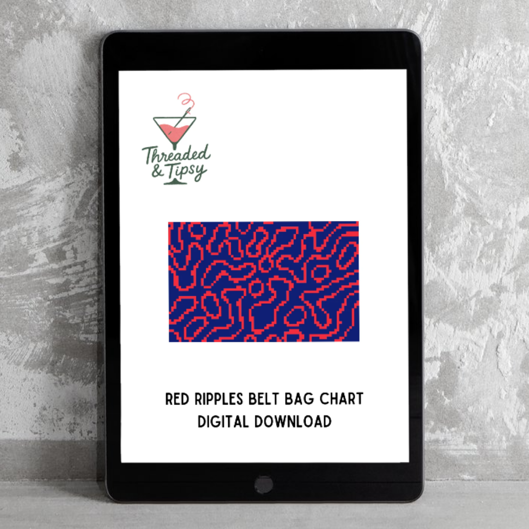 Red Ripples Digital Needlepoint Chart for Belt Bag or Clutch