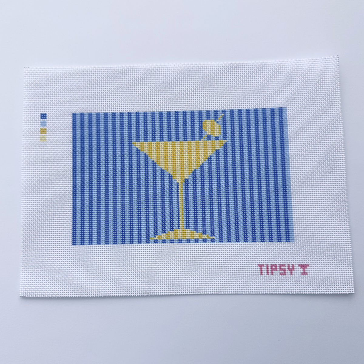 Blue & Yellow Martini Purse Insert Needlepoint Canvas