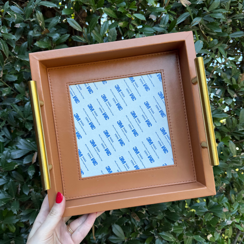 Pre-order: Light Brown Square Self-Finishing Leather Tray