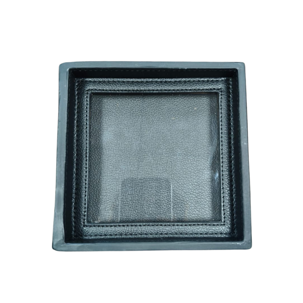 Interchangeable Needlepoint Leather Coaster in Black