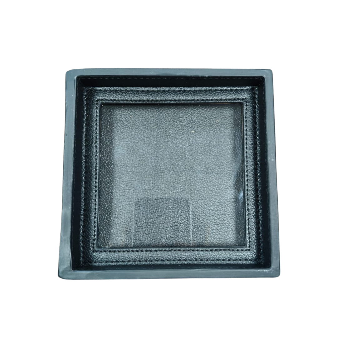 Interchangeable Needlepoint Leather Coaster in Black