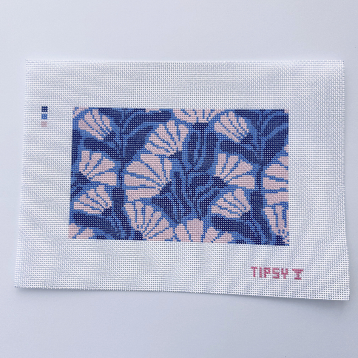 Pre-Order: Pink & Blue Blooms Purse Insert Needlepoint Canvas