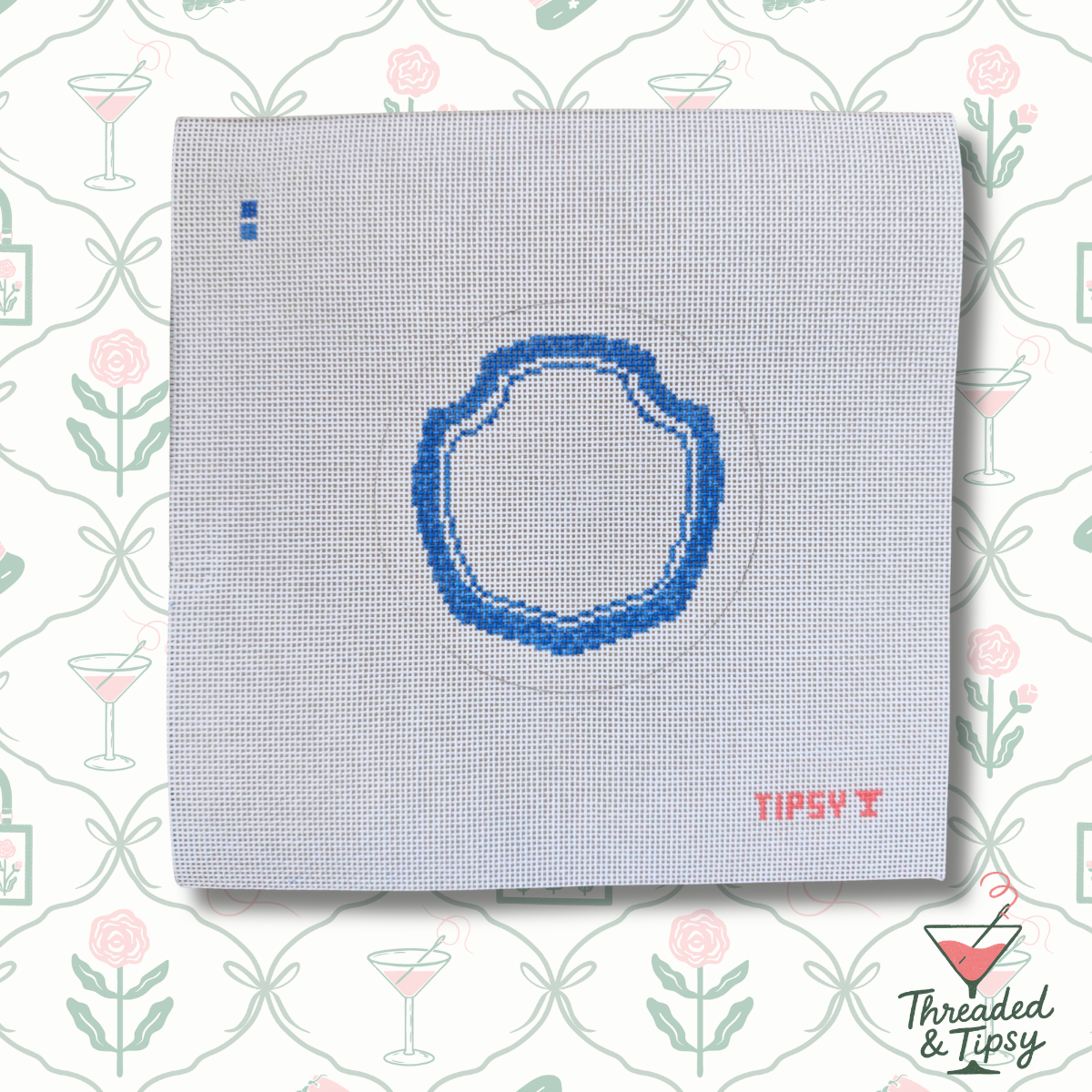 Blue Crest Round Needlepoint Canvas
