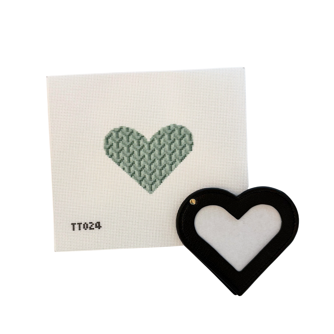 Green Designer Heart Needlepoint Canvas