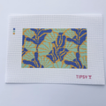 Pre-Order: Teal & Gold Blooms Purse Insert Needlepoint Canvas