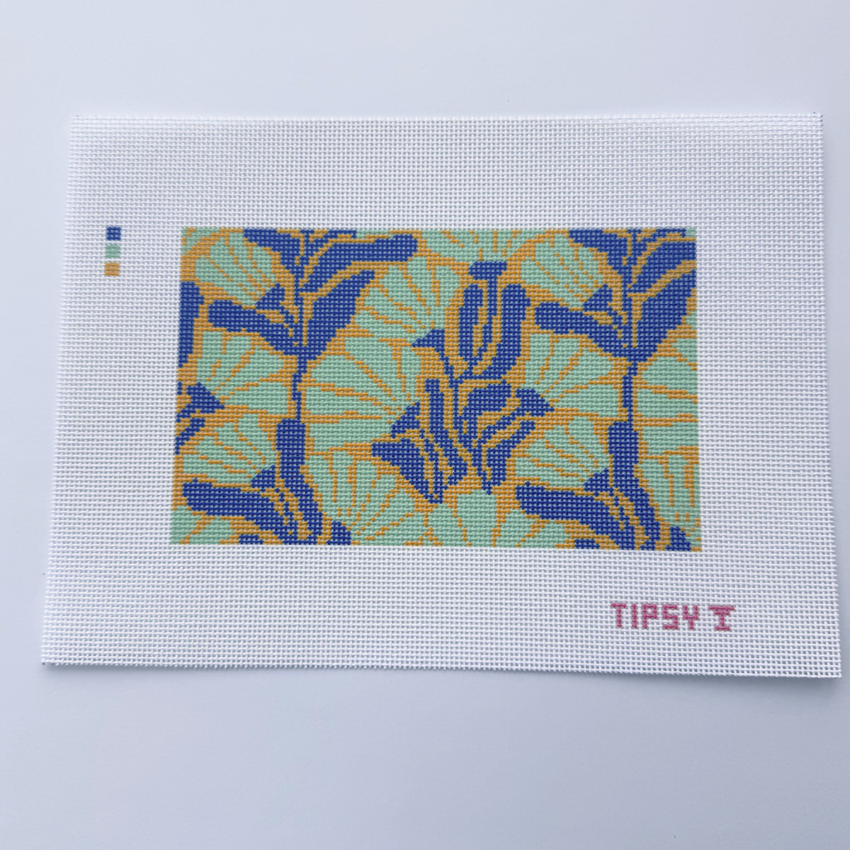 Pre-Order: Teal & Gold Blooms Purse Insert Needlepoint Canvas