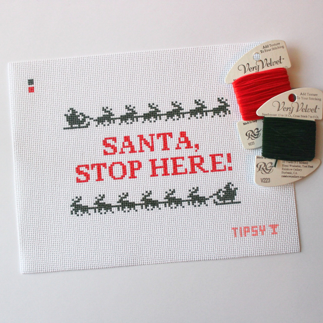 Santa, Stop Here! Needlepoint Canvas