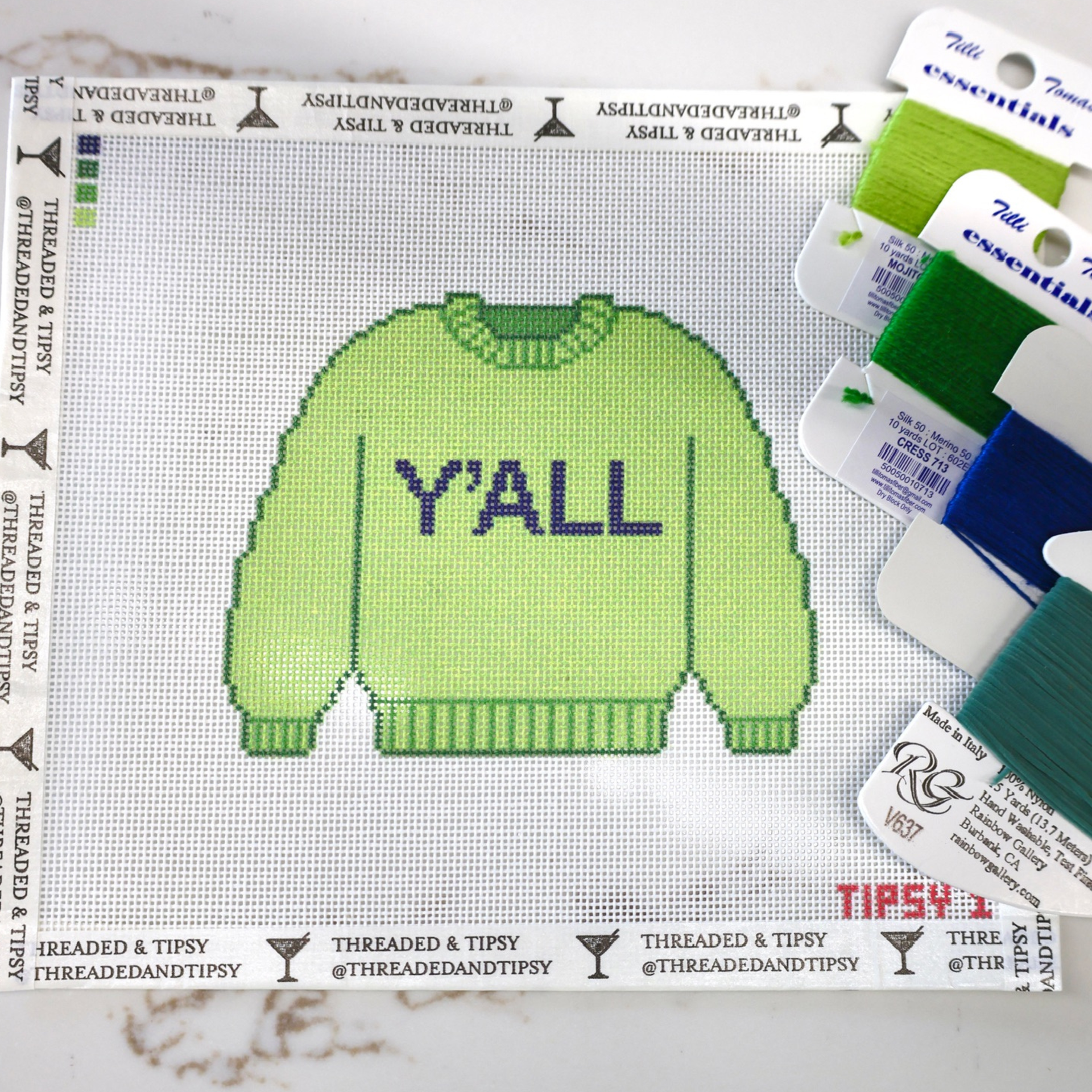 Y'all Sweater Needlepoint Canvas