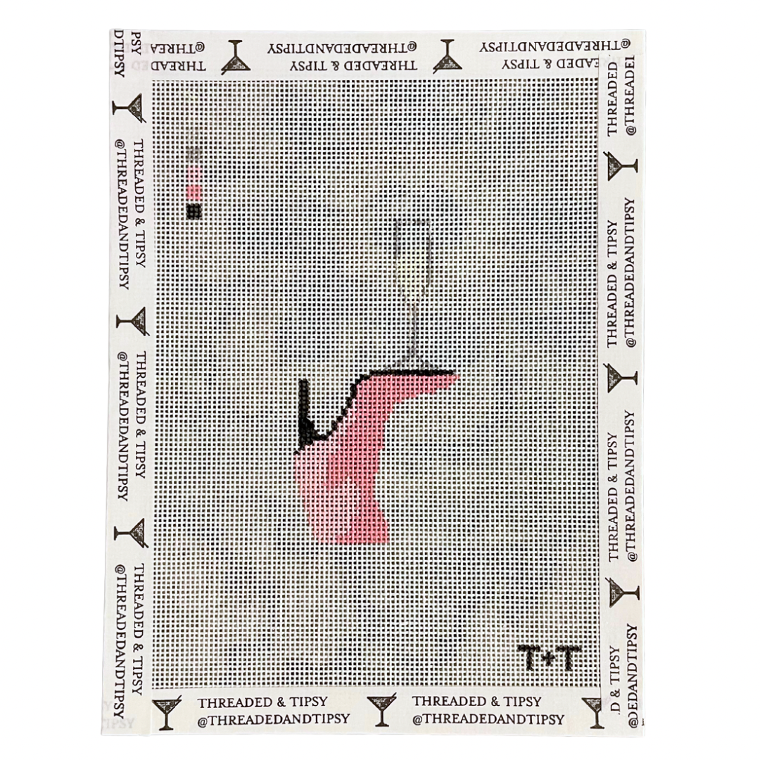 Pink Boot & Champagne Needlepoint Canvas
