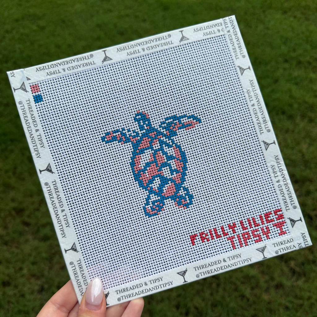 Frilly Lillies Turtle Needlepoint Canvas
