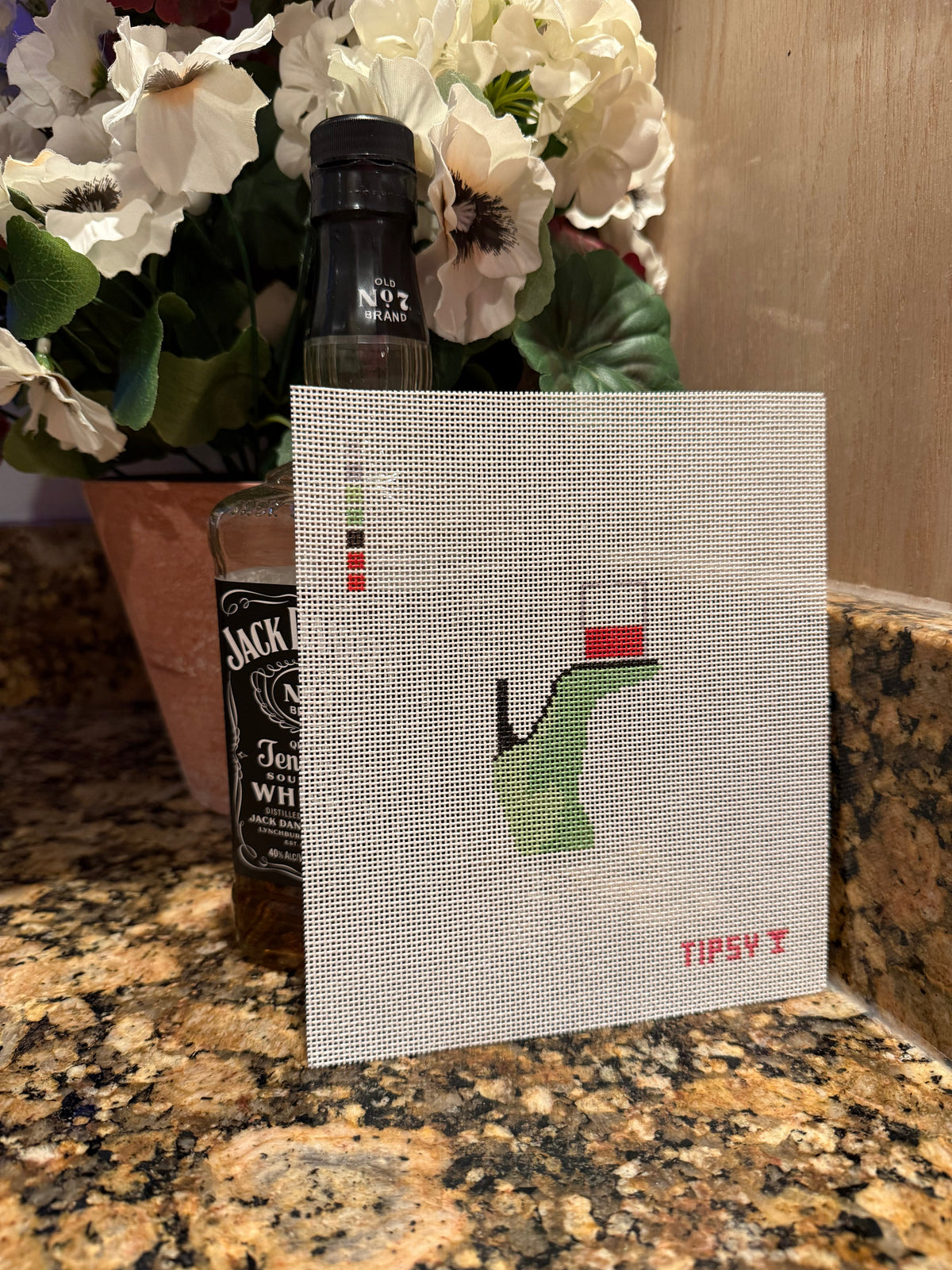 Green Boot & Whiskey Needlepoint Canvas