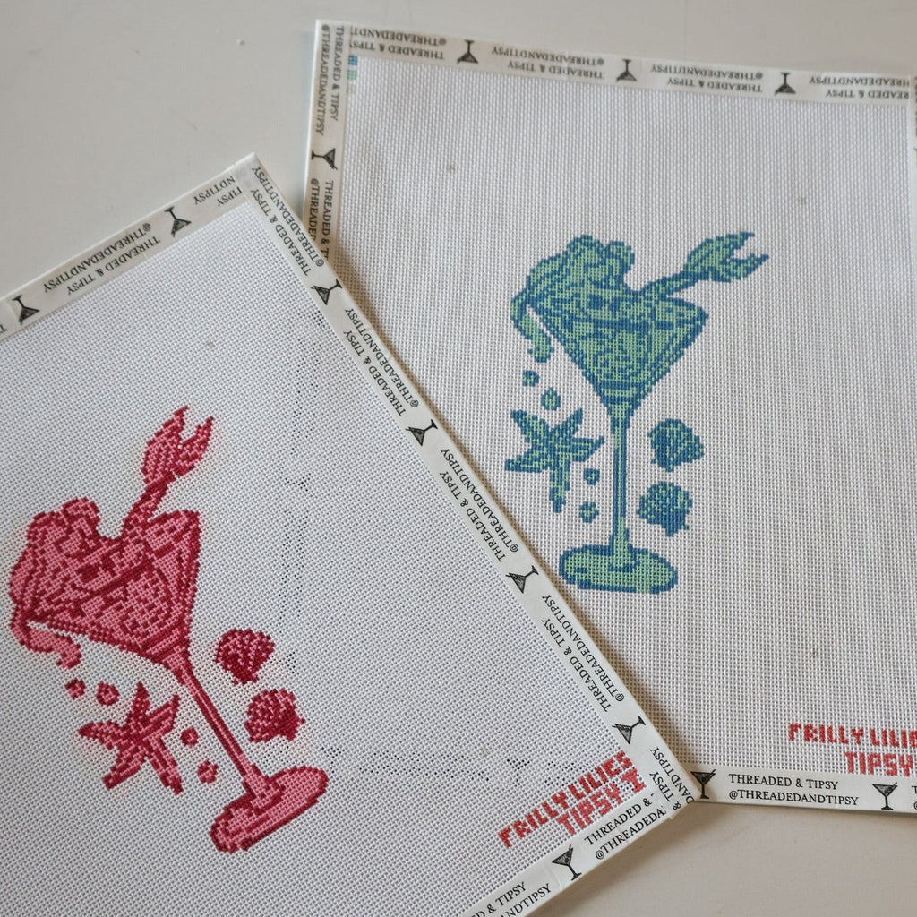 Frilly Lillies Blue Mermaid Needlepoint Canvas