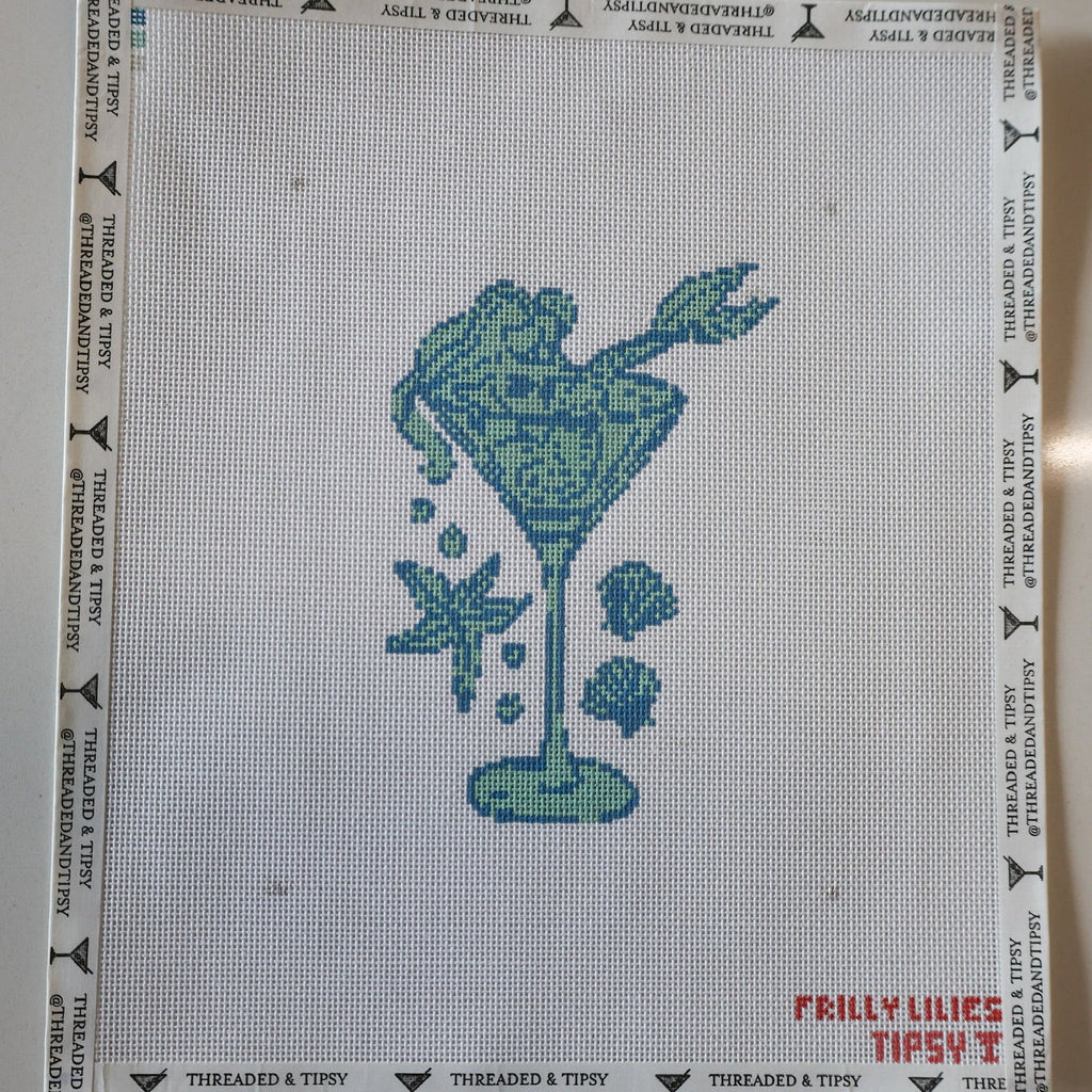 Frilly Lillies Blue Mermaid Needlepoint Canvas