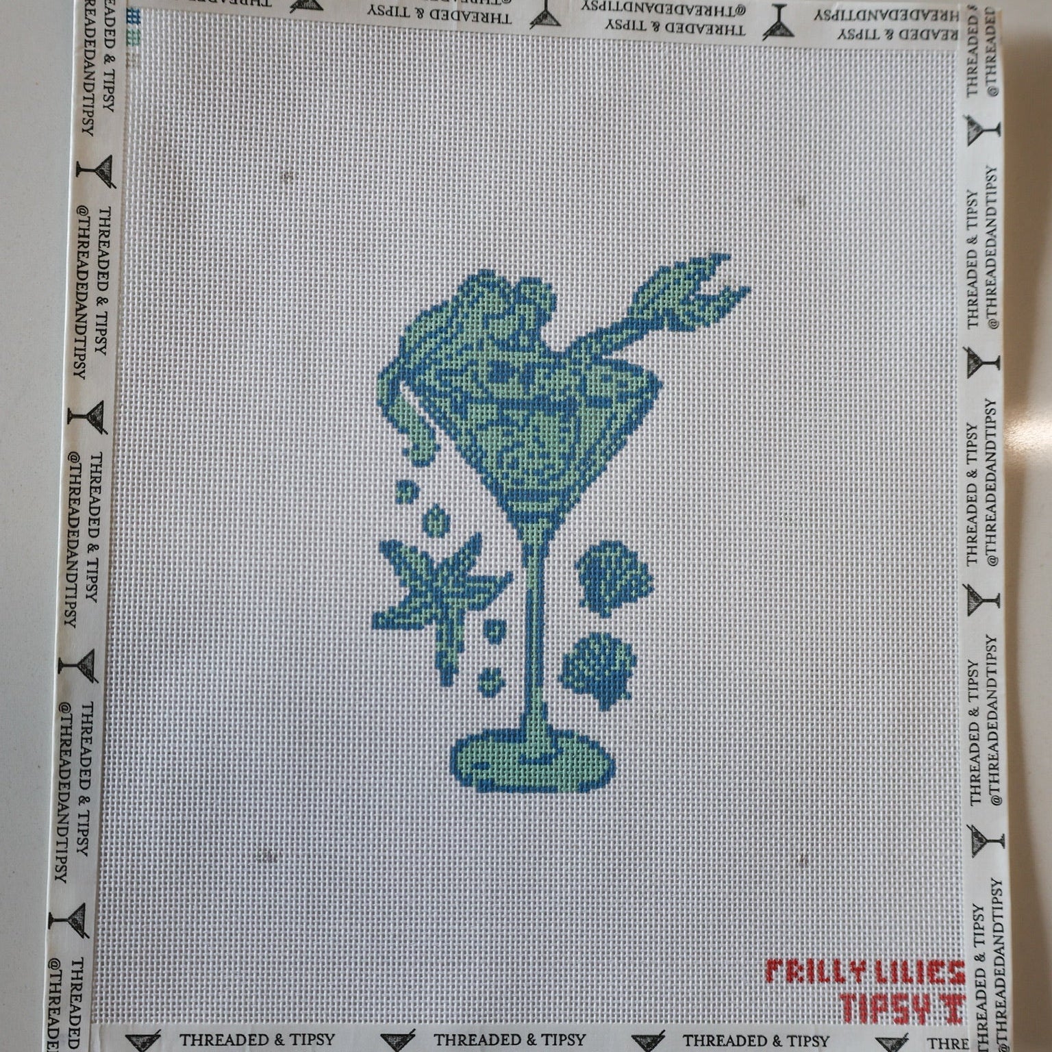 Frilly Lillies Blue Mermaid Needlepoint Canvas