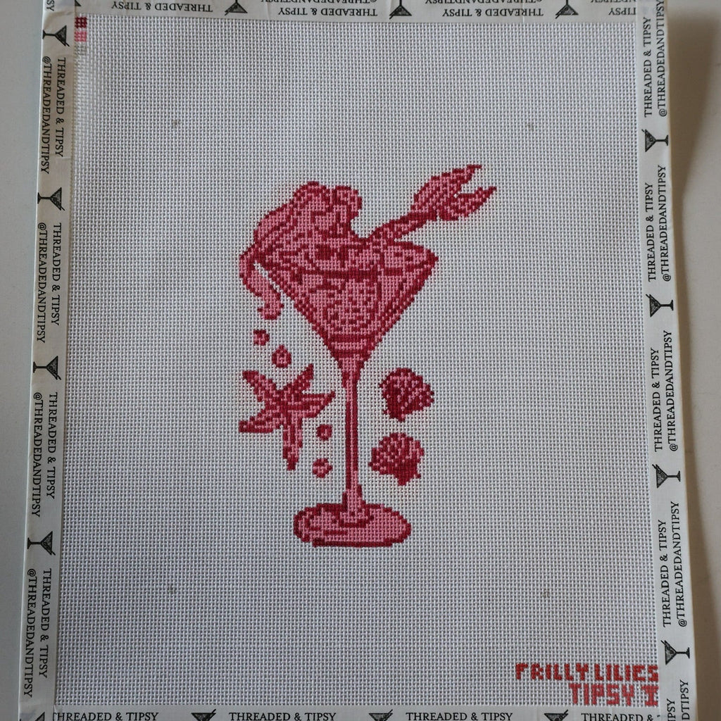 Frilly Lillies Pink Mermaid Needlepoint Canvas