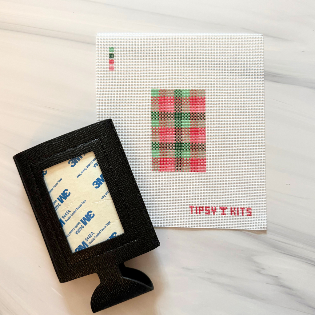 Pink & Green Plaid 3x2 inch Needlepoint Canvas