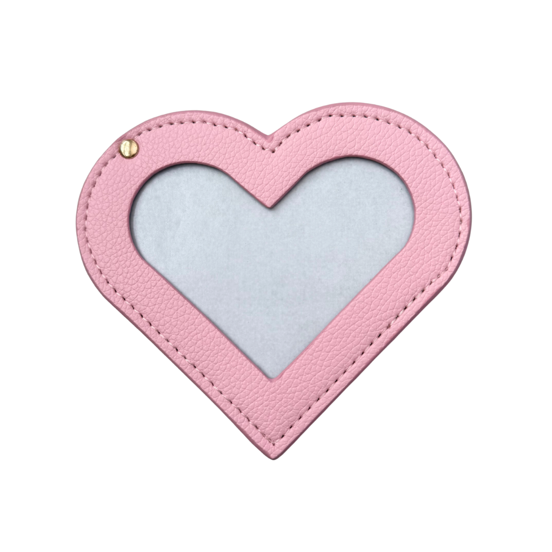 Needlepoint Self-Finishing Pink Heart Shaped Leather Mirror