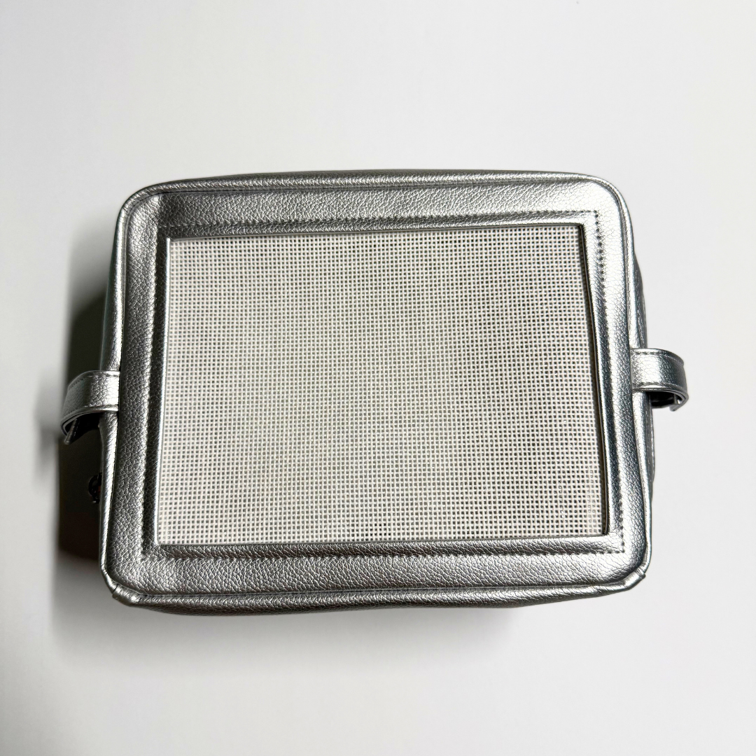 silver stitchable needlepoint kit and pouch from Threaded & Tipsy